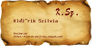 Klárik Szilvia névjegykártya